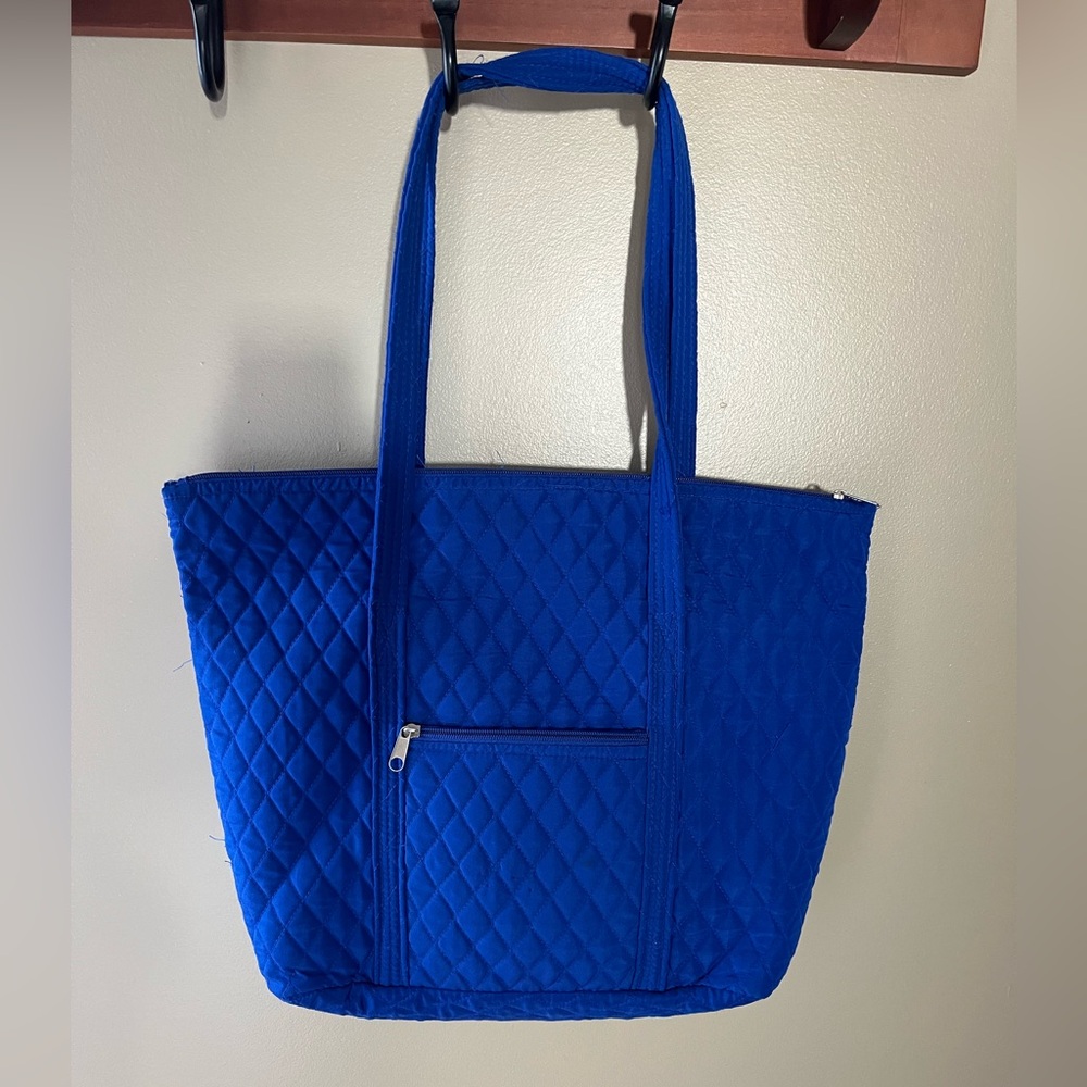 Quilted Blue Tote Bag